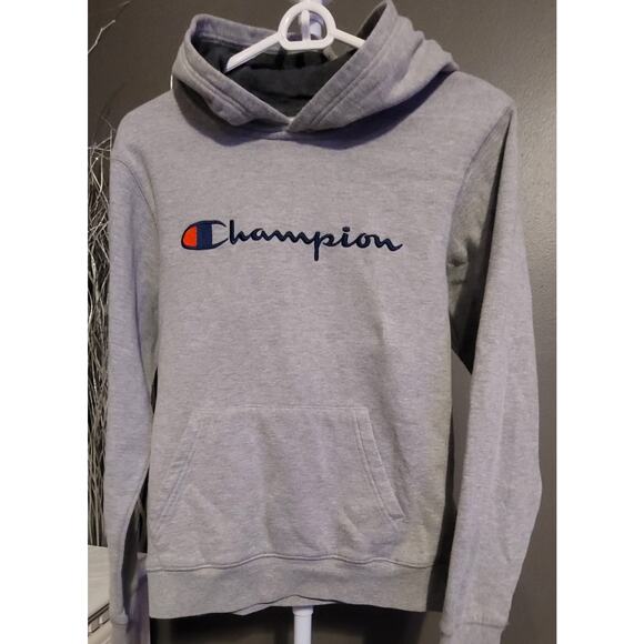 Champion Pullover Embroidered Logo Hoodie Youth Boys Gray Size XL - Picture 2 of 6